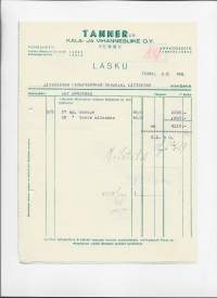 TANNERin Kala- ja Vihannesliike Turku 1951  - firmalomake