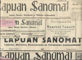 Lapuan Sanomat - Sanomalehden nimiotsikko leike  4kpl:n erä 1940- luku/ (sanomalehtien ilmoituskeskus)