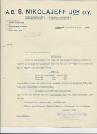 S. Nikolajeff Jor Oy 1923 - firmalomake