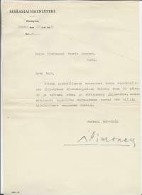 Aarre Edvard Simonen  nimikirjoitus kirjeessä 1948