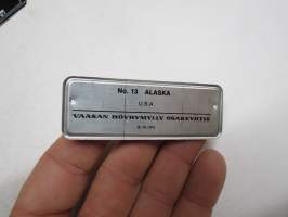 Alaska 8909 1968 - nr 13 / Vaasan Höyrymylly Osakeyhtiö -muropaketin mukana tullut rekisterikilpi -cereal box collectible register plate