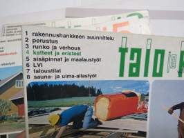 Talo ja Koti -kirjasarja osat 1-8, täydellinen sarja - yleistajuinen johdatus 1970-luvun pientalorakentamiseen (silloisine virheineen!), runsas kuvitus, mainoksia