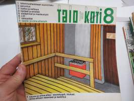 Talo ja Koti -kirjasarja osat 1-8, täydellinen sarja - yleistajuinen johdatus 1970-luvun pientalorakentamiseen (silloisine virheineen!), runsas kuvitus, mainoksia