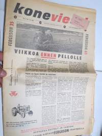 Koneviesti 1961 nr 8, ilmestynyt 5.4.1961, Kokosivun artikkelin Rauno Rintajouppi Vähäkyrö kone- ja autokaupan alkuvaiheet, Ferguson, Fiat 411 R, McCormick B-275...