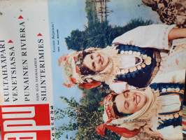 Apu 1962 nr 45 (10.11.) suomalainen silinterimies, punainen Riviera, kultahääpari Venetsiassa, terveiset Bulgariasta