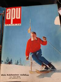 Apu 1962 nr 13 (31.3.) Risto Kolehmainen alppihiihto, pienoisarkkitehti, Seppo Saves kukkotappelu