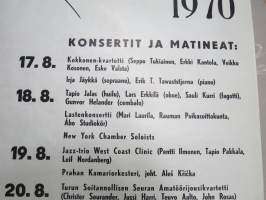 Turun Musiikkijuhlat 1970 -juliste, tästä alkoi Ruisrock -esiintyjälistaukset, 23.-23-8. &quot;Rockkonsertti&quot; Tommie Mansfield, Wigwam, Jo Ann Kelly, Kalevala, Humble Pie