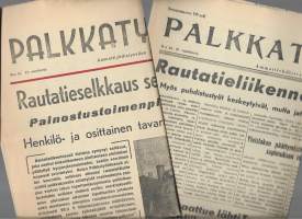 Palkkatyöläinen  21 ja 23.3.  1955  sanomalehti yht 2 lehteä Rautatie