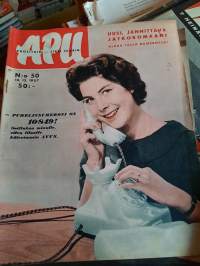 Apu 1957 nro 50 (14.12.) Hämeenlinnan lyseon viisi suurta, ryhdy radioamatööriksi, Rosalind Russell, majavat maanvaivana
