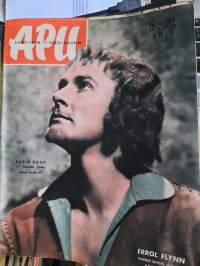 Apu 1958 nr 11 (15.3.1958)kannessa Errol Flynn Robin Hoodina, vaaleita vamppeja, palkintotelevisio Pakilaan