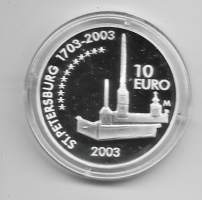 10 euro 2003 Mannerheim ja Pietari (proof) Hopeaa / silver 27.4 g (925/1000) pilleri, kotelo ja sertifikaati