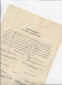Valtakirja jälleenrakennuslainan maksamista varten Viipuri 1942