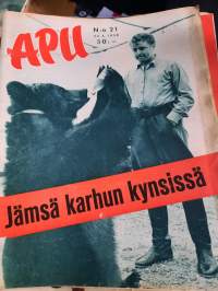 Apu 1958 nr 21 (24.5.1958) Jämsä karhun kynsissä, kahdeksas voittoni Eläintarhassa, Noitatohtorit