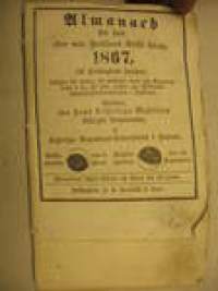 Almanack 1867 Luotsin tms. muistiinpanoja