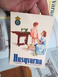 Husqvarna kotiompelukoneet malli 12/335 S - 12/360 S -myyntiesite + mainospostikortti