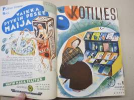 Kotiliesi 1937 vuosikerta -kotien yleisaikakauslehti, kansikuvitukset Martta Wendelin