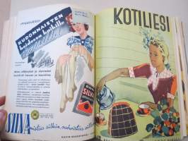 Kotiliesi 1937 vuosikerta -kotien yleisaikakauslehti, kansikuvitukset Martta Wendelin