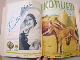 Kotiliesi 1937 vuosikerta -kotien yleisaikakauslehti, kansikuvitukset Martta Wendelin