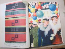 Kotiliesi 1933 vuosikerta -kotien yleisaikakauslehti, kansikuvitukset Rudolf Koivu