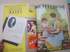 Kotiliesi 1933 vuosikerta -kotien yleisaikakauslehti, kansikuvitukset Rudolf Koivu