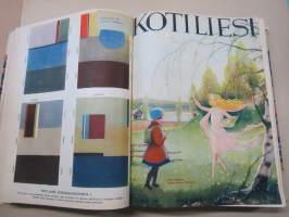 Kotiliesi 1934 vuosikerta -kotien yleisaikakauslehti, kansikuvitukset Rudolf Koivu / Martta Wendelin