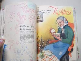 Kotiliesi 1946 vuosikerta -kotien yleisaikakauslehti, kansikuvitukset mm. Martta Wendelin