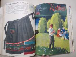 Kotiliesi 1946 vuosikerta -kotien yleisaikakauslehti, kansikuvitukset mm. Martta Wendelin