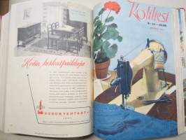 Kotiliesi 1946 vuosikerta -kotien yleisaikakauslehti, kansikuvitukset mm. Martta Wendelin