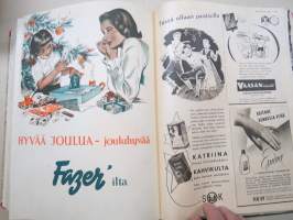 Kotiliesi 1949 vuosikerta -kotien yleisaikakauslehti, kansikuvitukset mm. Martta Wendelin