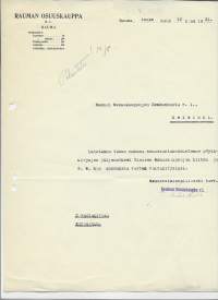 Rauman Osuuskauppa Rauma 1921 - firmalomake