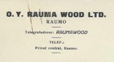 Rauma Wood Ltd Oy Raumo 1920 - firmalomake