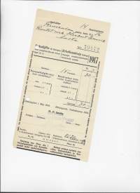 Kirkollismaksuja / Helsingin ev lut seurakunta  1917 firmalomake