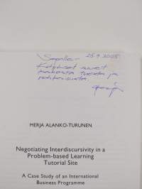 Negotiating Interdiscursivity in a Problem-Based Learning Tutorial Site - A Case Study of an International Business Programme (signeerattu, tekijän omiste)