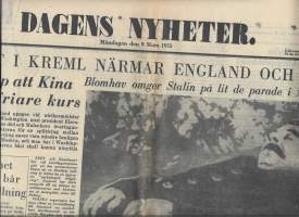 Dagens Nyheter  9.3.  1953 / Josef Stalin död