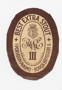 Best Extra Stout III olut  - olutetiketti ( Frenckellin kivipaino )