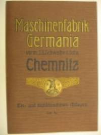 Maschinenfabrik Germania  vorm. J.S. SChwalbe &amp; Sohn Chemnitz Eis- und Kühlmaschinen - Anlagen -Uskomattoman upea ja hyväkuntoinen kylmälaitteiden toimittajan