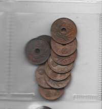 5 penniä  1941-43  satunnainen erä sota-ajan kuparirahoja n 12 kpl