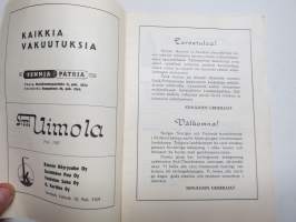 Nuorten yleisurheilumaaottelu Suomi-Ruotsi-Norja Seinäjoki 21-22.8.1954 -käsiohjelma
