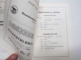 Nuorten yleisurheilumaaottelu Suomi-Ruotsi-Norja Seinäjoki 21-22.8.1954 -käsiohjelma