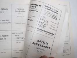 Nuorten yleisurheilumaaottelu Suomi-Ruotsi-Norja Seinäjoki 21-22.8.1954 -käsiohjelma