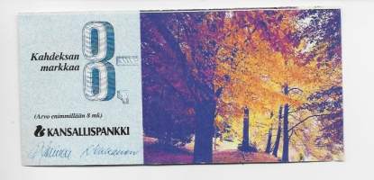 Kansallispankki Arvosteli 8 markkaa 1993 - tilapäinen maksuväline