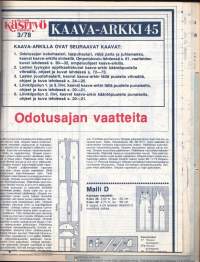 Suuri Käsityökerho 3/1978.  Mukana kaava-arkki 45 äitiysvaatteita. Neulo kevään väreistä. Matto timanttipistoilla. Muotiliivejä. Katso sisältö kuvasta.