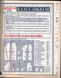 Suuri Käsityökerho 6/1978.  Mukana kaava-arkki 48 Muotihousuja. Virkkaa pitsiliina, puuvillaneuleita, lapsille rantaneuleita kesäksi. Katso sisältö kuvasta.