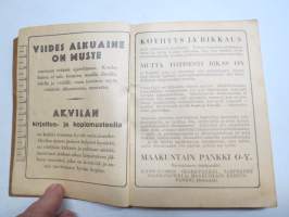 Koululaisen Muistikirja 1929-1930, sisältää kalenterin, runsaasti tietoiskuja ja artikkeleita, esim. Philips Miniwat radioputkitaulukot, Suomalaisia höyrylaivoja...