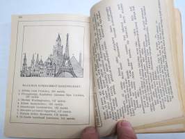 Koululaisen Muistikirja 1929-1930, sisältää kalenterin, runsaasti tietoiskuja ja artikkeleita, esim. Philips Miniwat radioputkitaulukot, Suomalaisia höyrylaivoja...