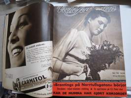 Vecko Journalen 1939, ruotsalainen aikakauslehti -sidottu osittainen vuosikerta, sisältää mm. alkavaa maailmansotaa ja Suomea koskevia artikkeleita