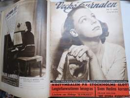 Vecko Journalen 1939, ruotsalainen aikakauslehti -sidottu osittainen vuosikerta, sisältää mm. alkavaa maailmansotaa ja Suomea koskevia artikkeleita