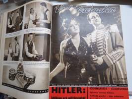 Vecko Journalen 1939, ruotsalainen aikakauslehti -sidottu osittainen vuosikerta, sisältää mm. alkavaa maailmansotaa ja Suomea koskevia artikkeleita