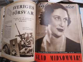 Vecko Journalen 1939, ruotsalainen aikakauslehti -sidottu osittainen vuosikerta, sisältää mm. alkavaa maailmansotaa ja Suomea koskevia artikkeleita