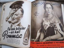 Vecko Journalen 1939, ruotsalainen aikakauslehti -sidottu osittainen vuosikerta, sisältää mm. alkavaa maailmansotaa ja Suomea koskevia artikkeleita